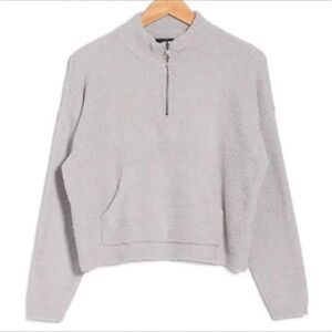 RDI Super Soft Cozy Half-Zip Cropped Pullover size Medium in Light Grey